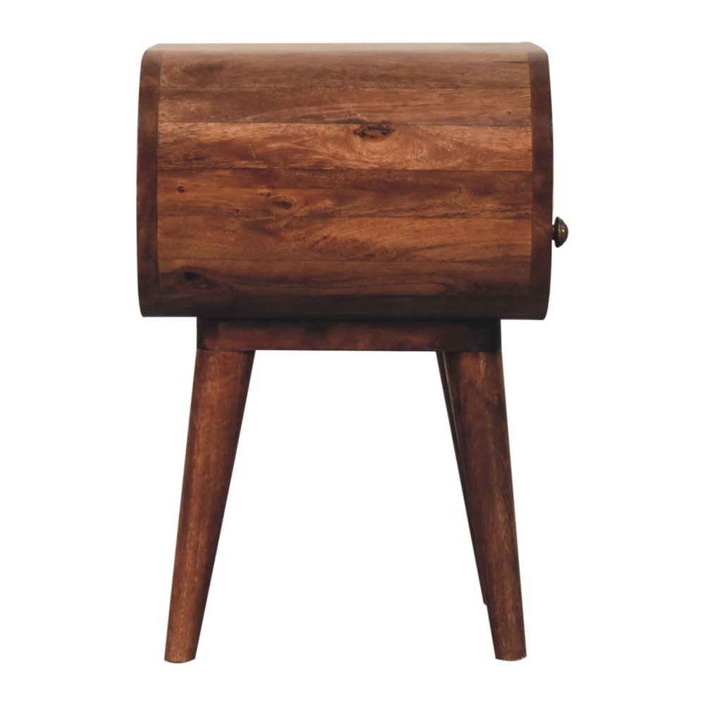 21" Brown Solid Wood Oval One Drawer Nightstand HomeRoots