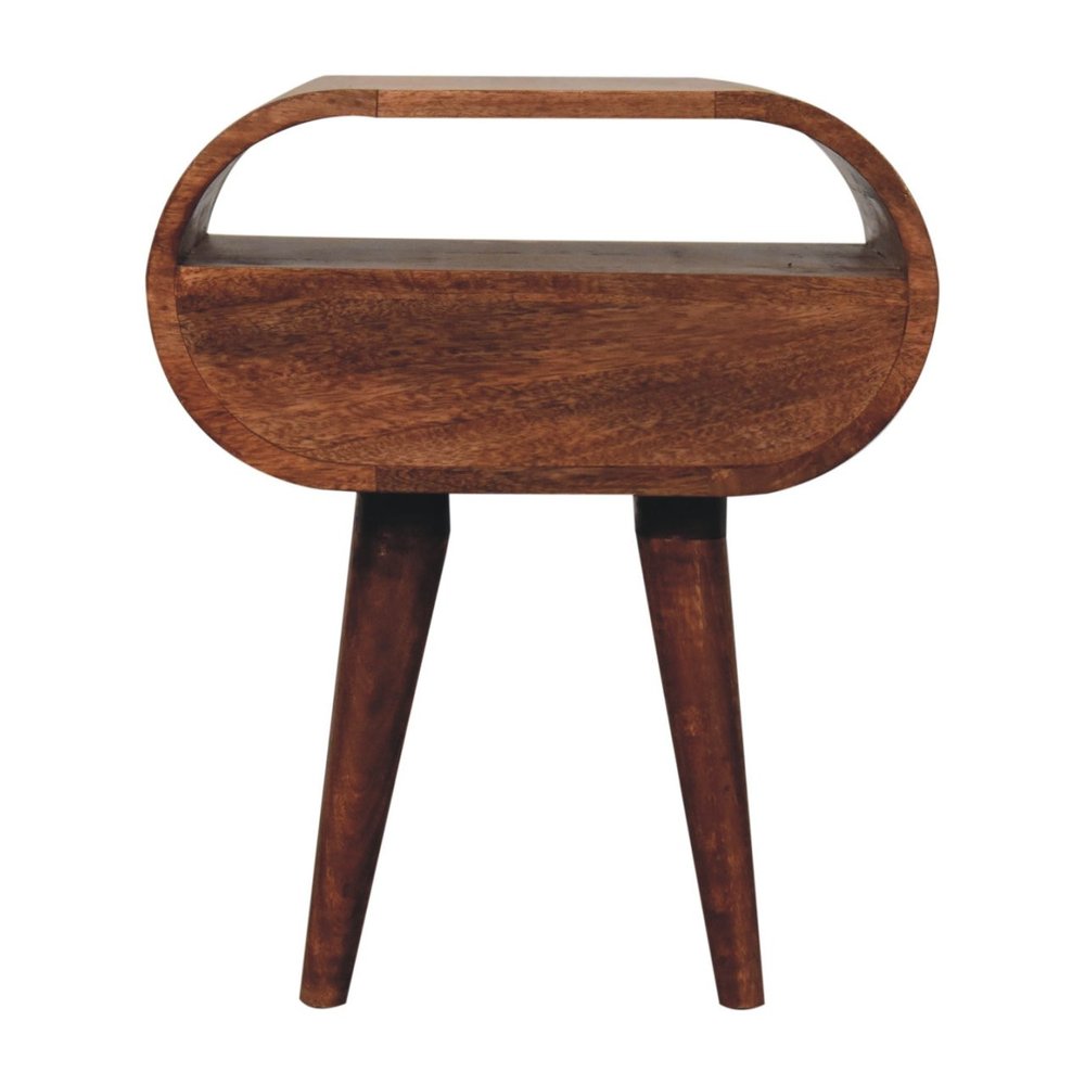 21" Brown Solid Wood Oval One Drawer Nightstand HomeRoots