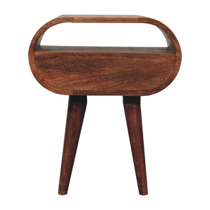 21" Brown Solid Wood Oval One Drawer Nightstand HomeRoots