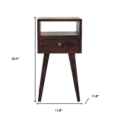 22" Walnut Solid Wood Square One Drawer Nightstand HomeRoots