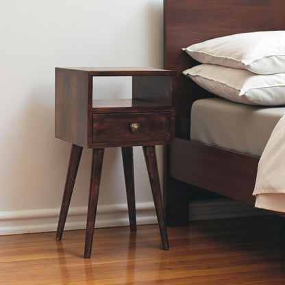 22" Walnut Solid Wood Square One Drawer Nightstand HomeRoots