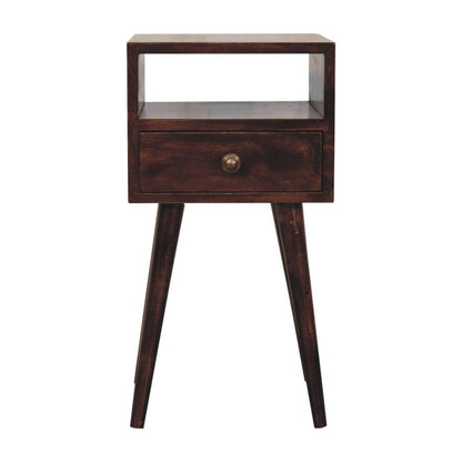 22" Walnut Solid Wood Square One Drawer Nightstand HomeRoots