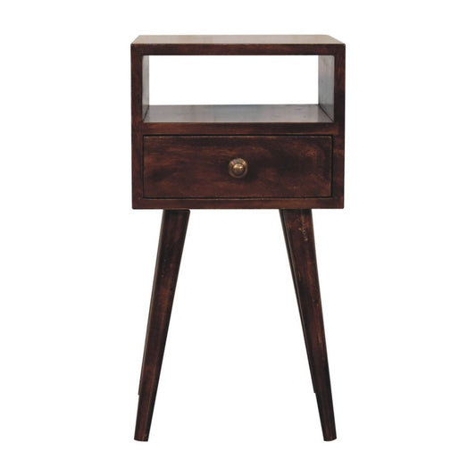 22" Walnut Solid Wood Square One Drawer Nightstand