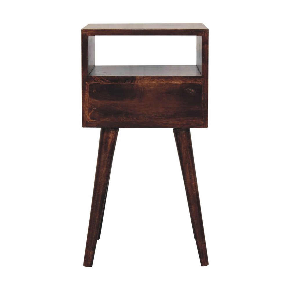 22" Walnut Solid Wood Square One Drawer Nightstand HomeRoots