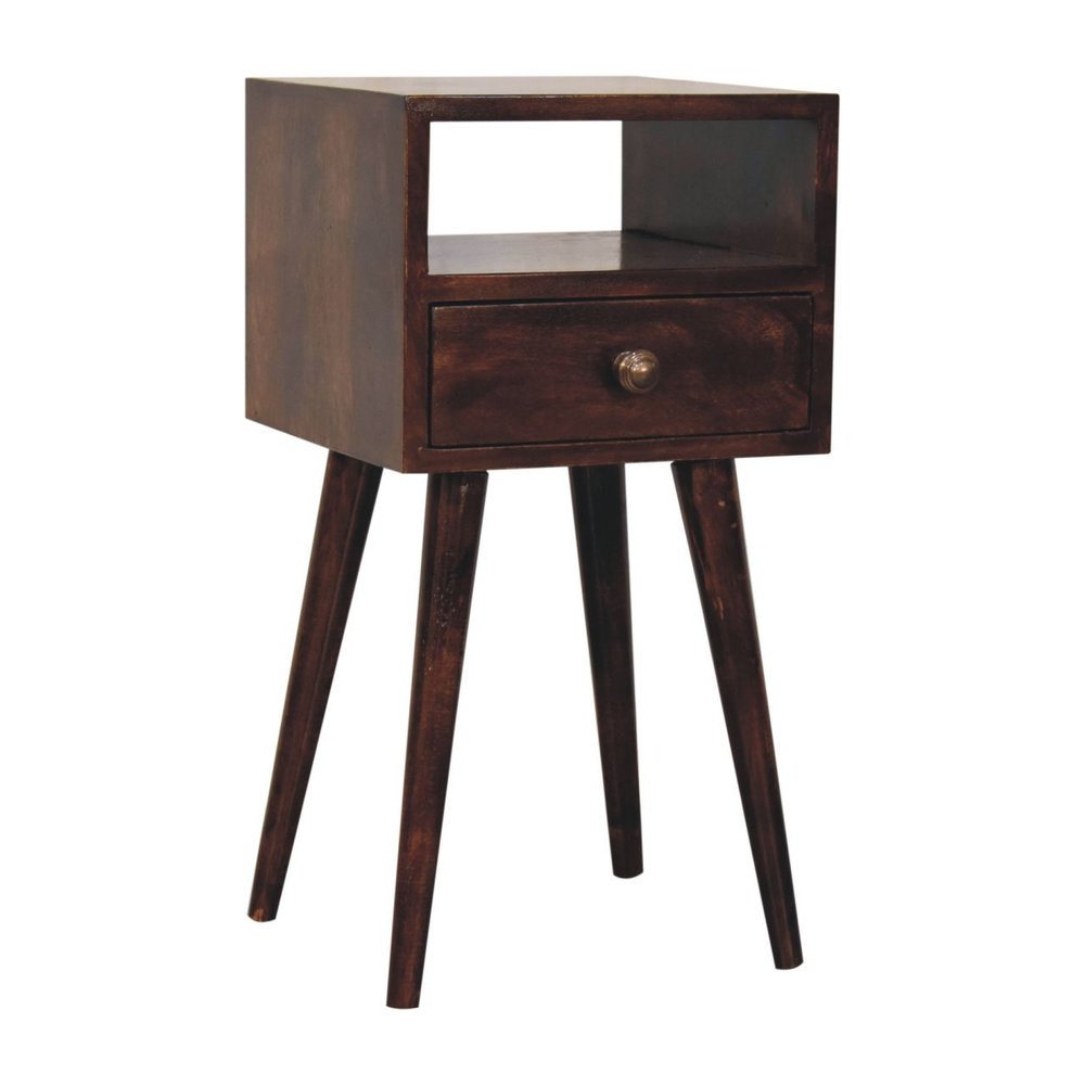 22" Walnut Solid Wood Square One Drawer Nightstand HomeRoots