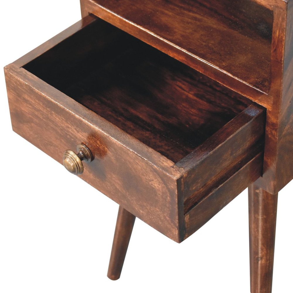 22" Walnut Solid Wood Square One Drawer Nightstand HomeRoots
