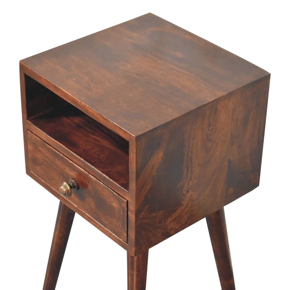 22" Walnut Solid Wood Square One Drawer Nightstand HomeRoots