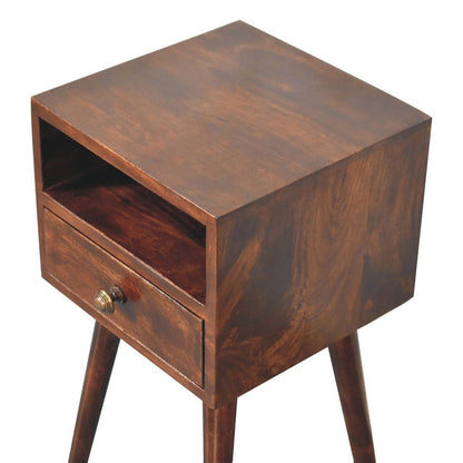22" Walnut Solid Wood Square One Drawer Nightstand HomeRoots