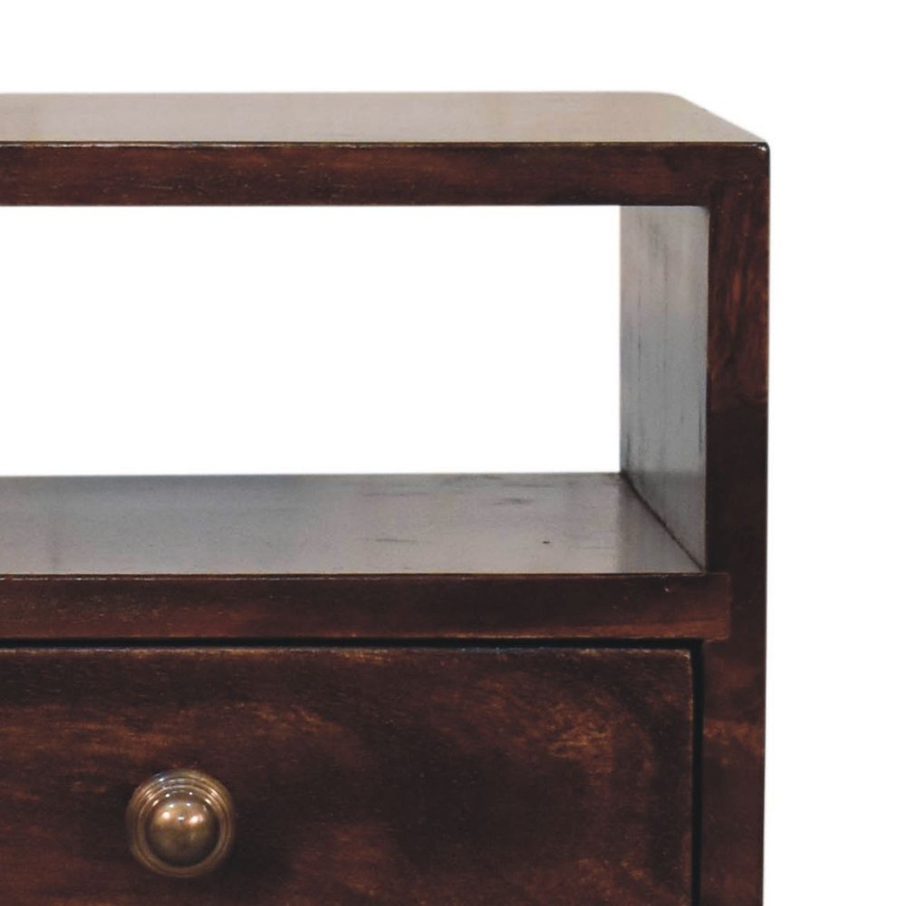 22" Walnut Solid Wood Square One Drawer Nightstand HomeRoots