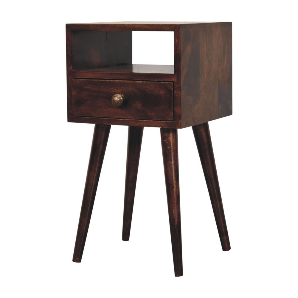 22" Walnut Solid Wood Square One Drawer Nightstand HomeRoots