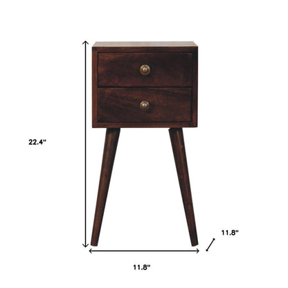 22" Walnut Solid Wood Square Two Drawer Nightstand HomeRoots