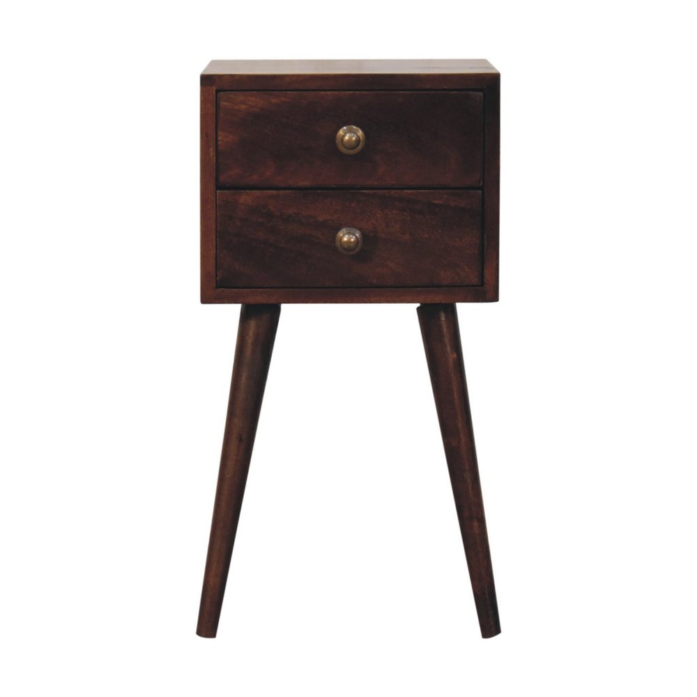 22" Walnut Solid Wood Square Two Drawer Nightstand HomeRoots