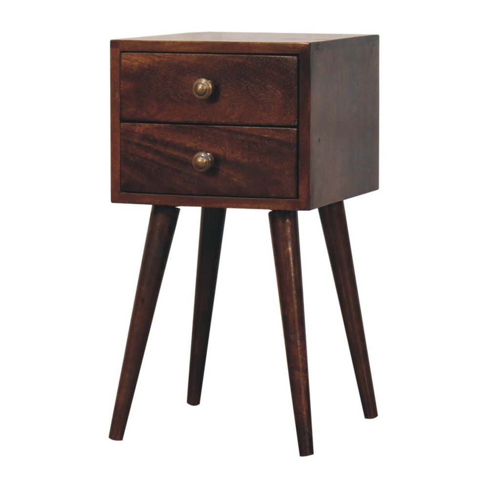 22" Walnut Solid Wood Square Two Drawer Nightstand HomeRoots