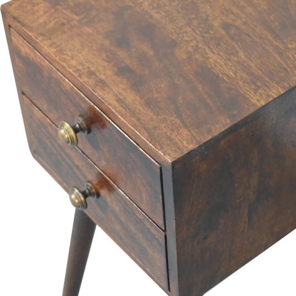 22" Walnut Solid Wood Square Two Drawer Nightstand HomeRoots