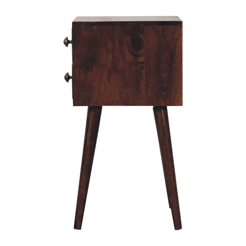 22" Walnut Solid Wood Square Two Drawer Nightstand HomeRoots