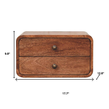 18" Brown Solid Wood Two Drawer Floating Nightstand HomeRoots