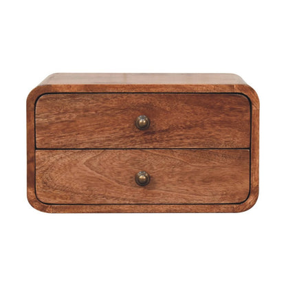 18" Brown Solid Wood Two Drawer Floating Nightstand HomeRoots