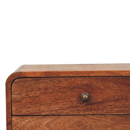 18" Brown Solid Wood Two Drawer Floating Nightstand HomeRoots