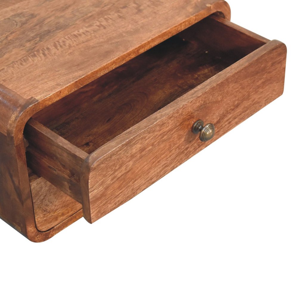 18" Brown Solid Wood Two Drawer Floating Nightstand HomeRoots