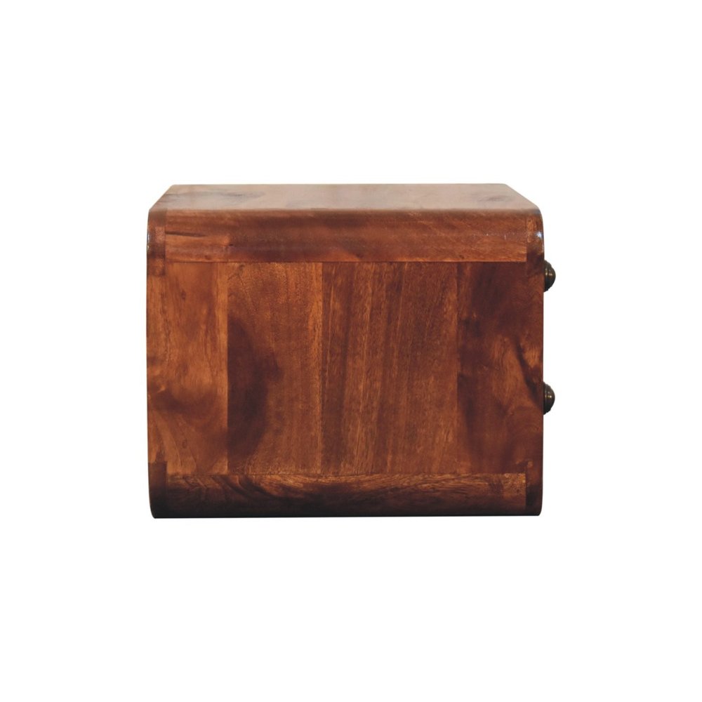 18" Brown Solid Wood Two Drawer Floating Nightstand HomeRoots