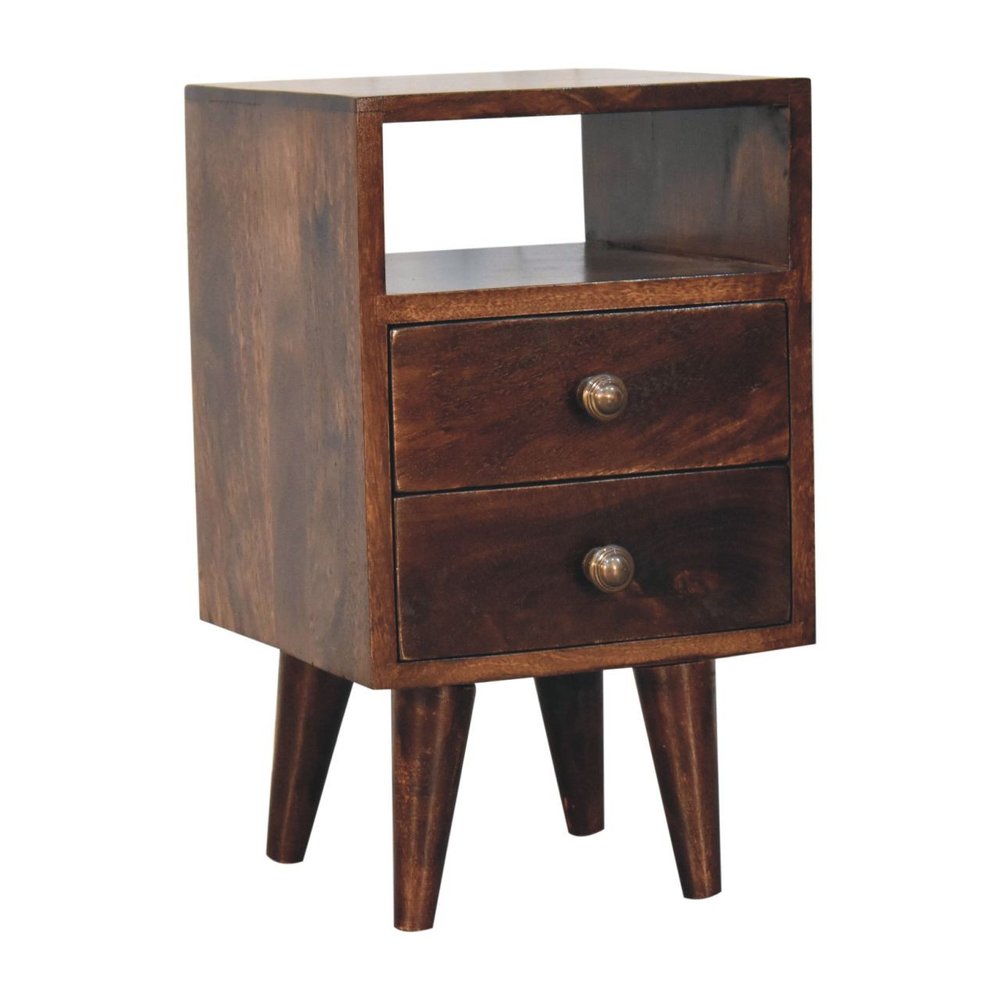 20" Walnut Solid Wood Square Two Drawer Nightstand — view 2