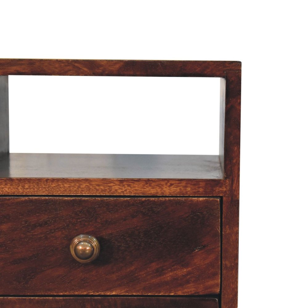 20" Walnut Solid Wood Square Two Drawer Nightstand — view 4