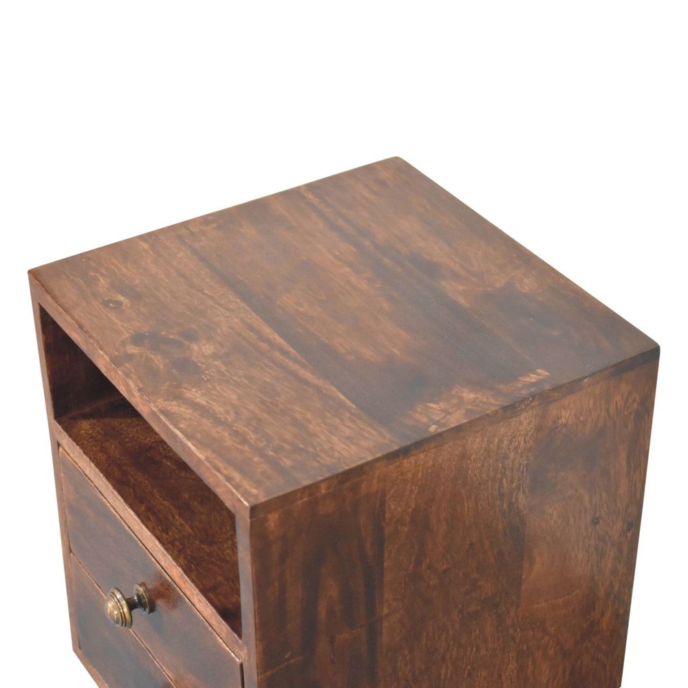 20" Walnut Solid Wood Square Two Drawer Nightstand — view 5