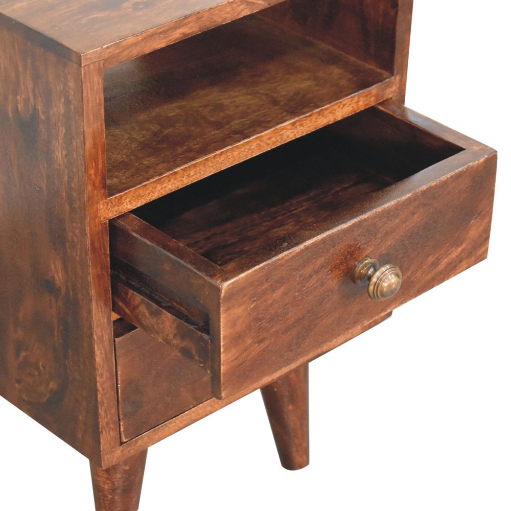 20" Walnut Solid Wood Square Two Drawer Nightstand — view 6