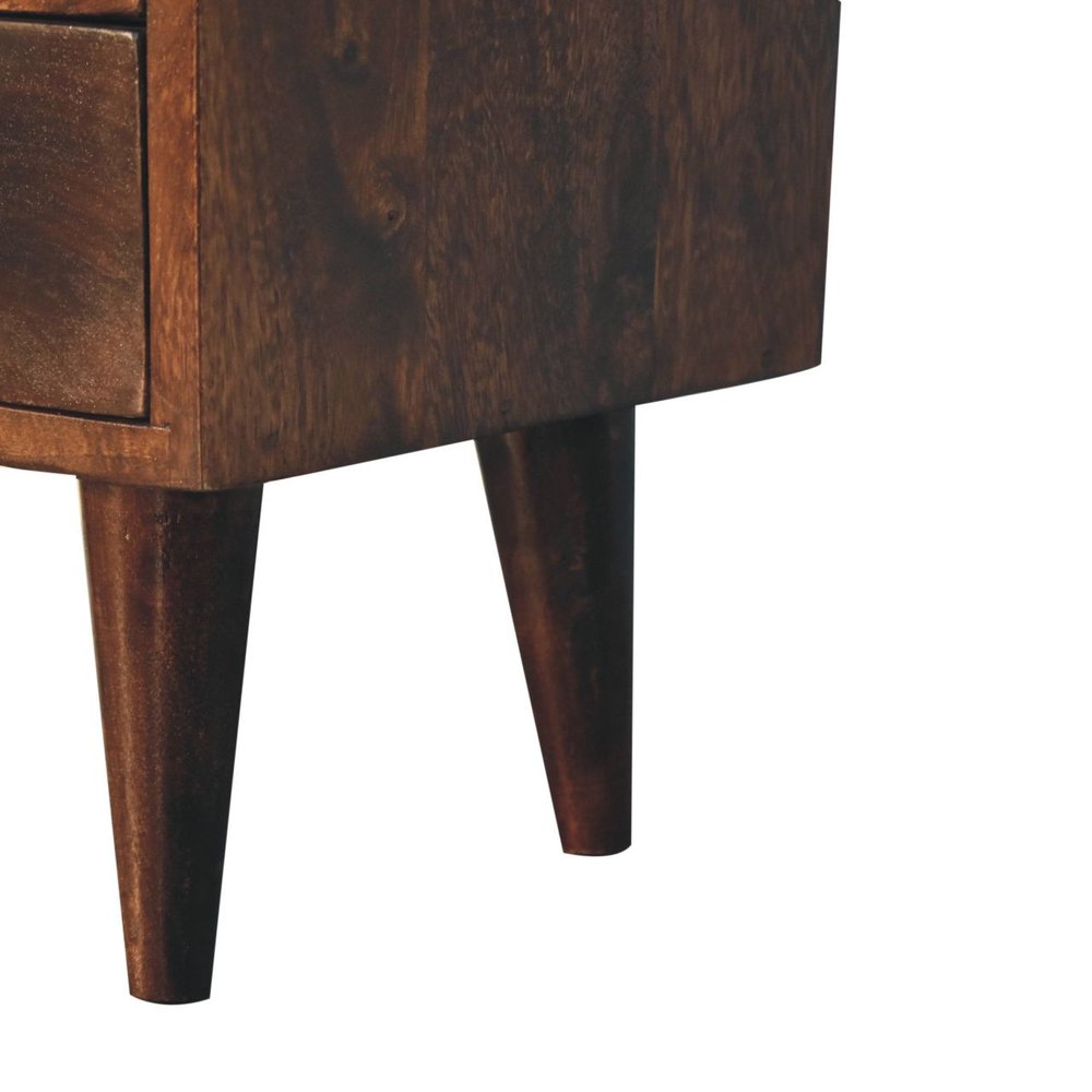 20" Walnut Solid Wood Square Two Drawer Nightstand — view 7