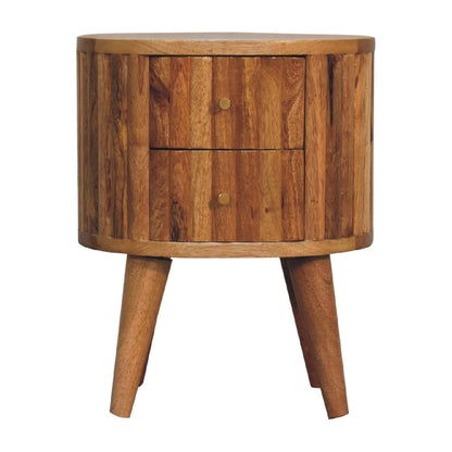 18" Natural Solid Wood Oval Two Drawer Nightstand HomeRoots