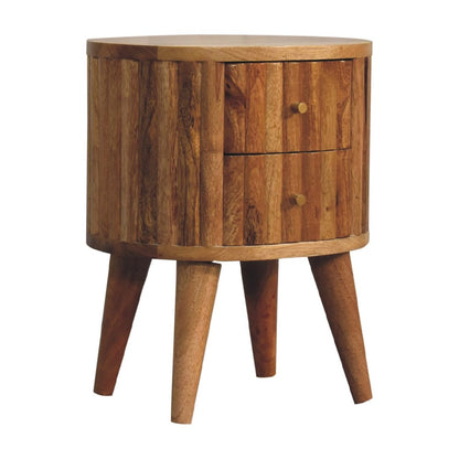 18" Natural Solid Wood Oval Two Drawer Nightstand HomeRoots