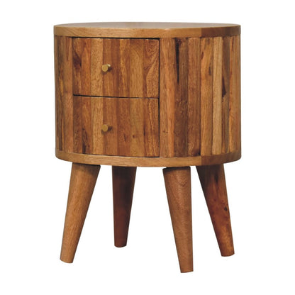 18" Natural Solid Wood Oval Two Drawer Nightstand HomeRoots