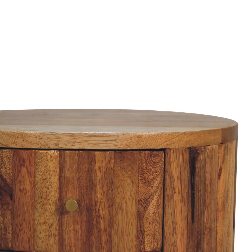 18" Natural Solid Wood Oval Two Drawer Nightstand HomeRoots