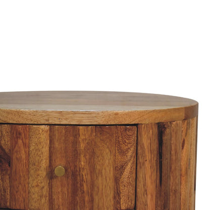 18" Natural Solid Wood Oval Two Drawer Nightstand HomeRoots