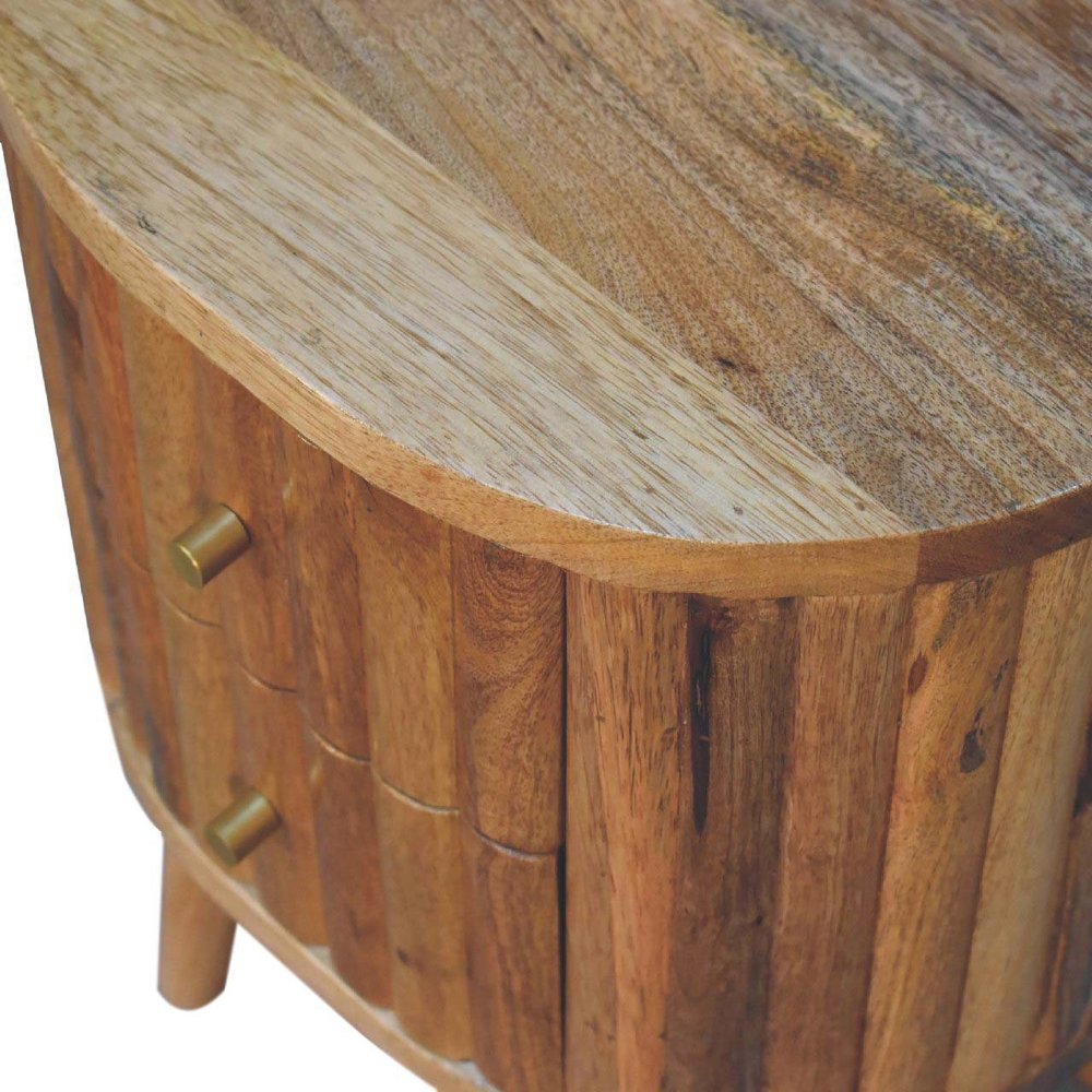 18" Natural Solid Wood Oval Two Drawer Nightstand HomeRoots