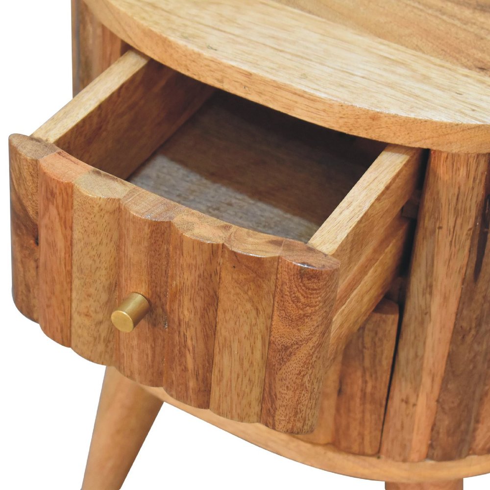 18" Natural Solid Wood Oval Two Drawer Nightstand HomeRoots