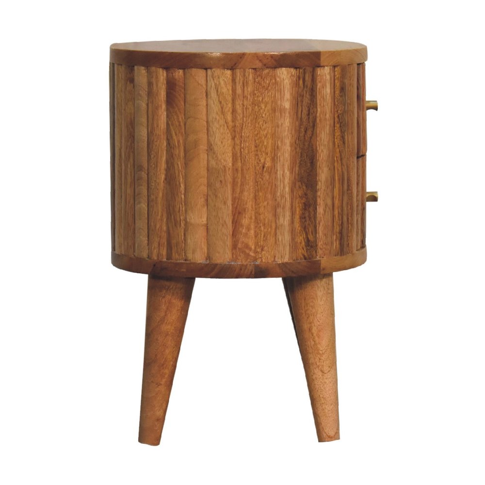 18" Natural Solid Wood Oval Two Drawer Nightstand HomeRoots