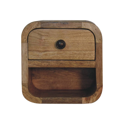 8" Oak Solid Wood Square One Drawer Nightstand HomeRoots