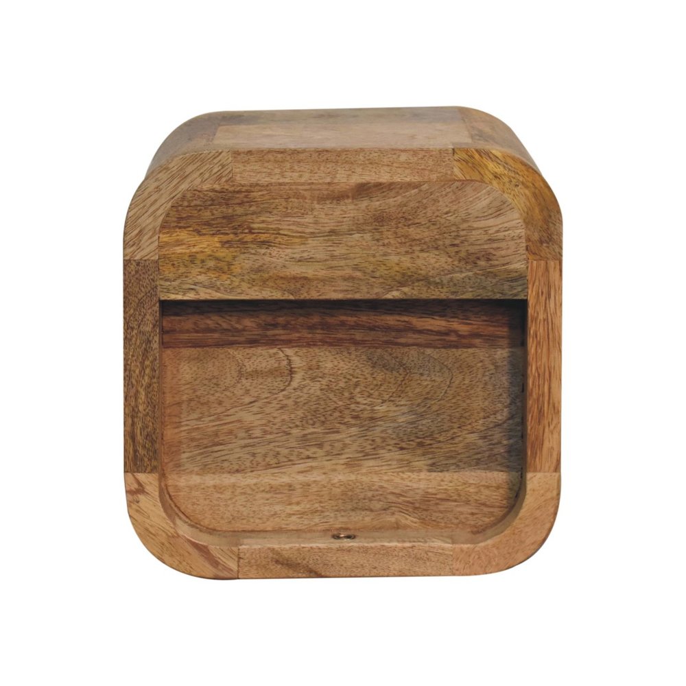 8" Oak Solid Wood Square One Drawer Nightstand — view 2