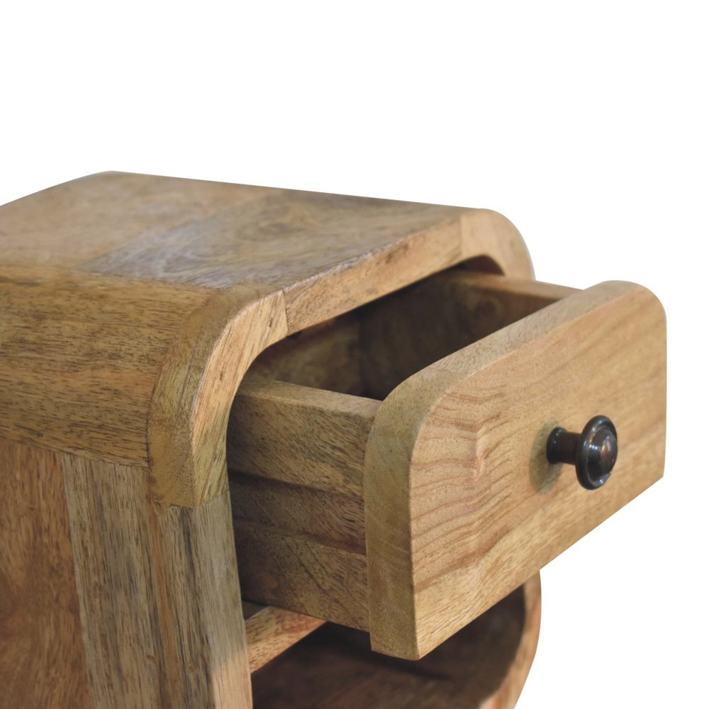 8" Oak Solid Wood Square One Drawer Nightstand — view 3