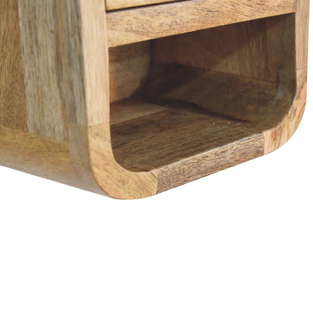 8" Oak Solid Wood Square One Drawer Nightstand HomeRoots