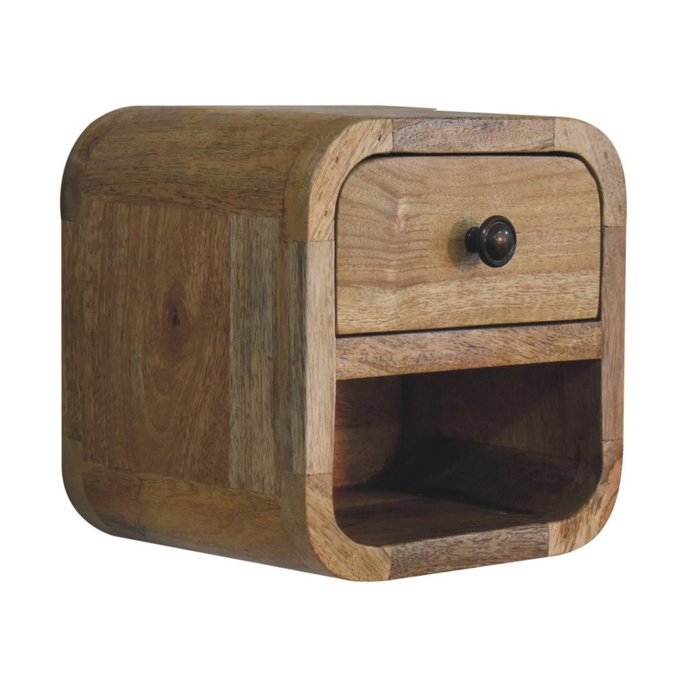 8" Oak Solid Wood Square One Drawer Nightstand HomeRoots