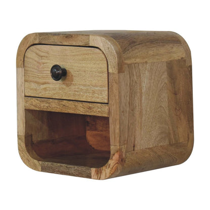 8" Oak Solid Wood Square One Drawer Nightstand HomeRoots