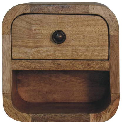8" Oak Solid Wood Square One Drawer Nightstand HomeRoots