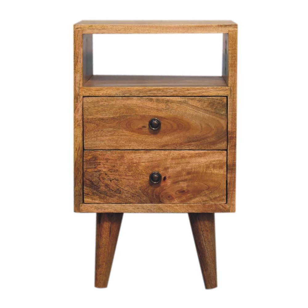 20" Oak Solid Wood Two Drawer Nightstand HomeRoots