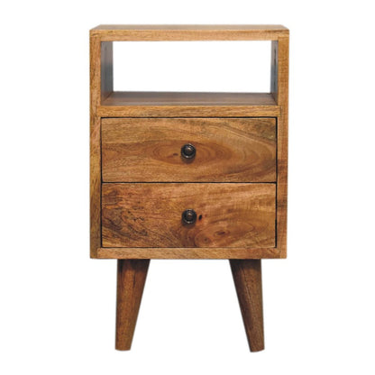 20" Oak Solid Wood Two Drawer Nightstand HomeRoots