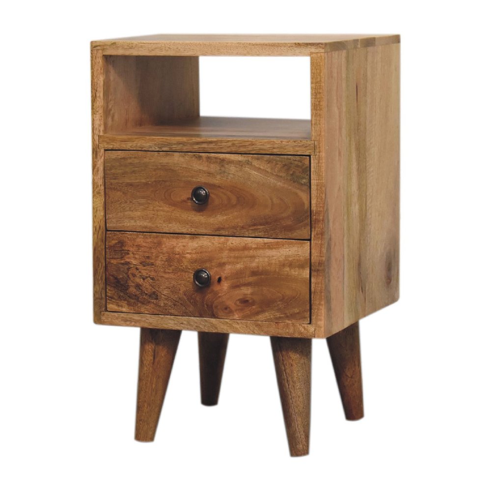 20" Oak Solid Wood Two Drawer Nightstand HomeRoots