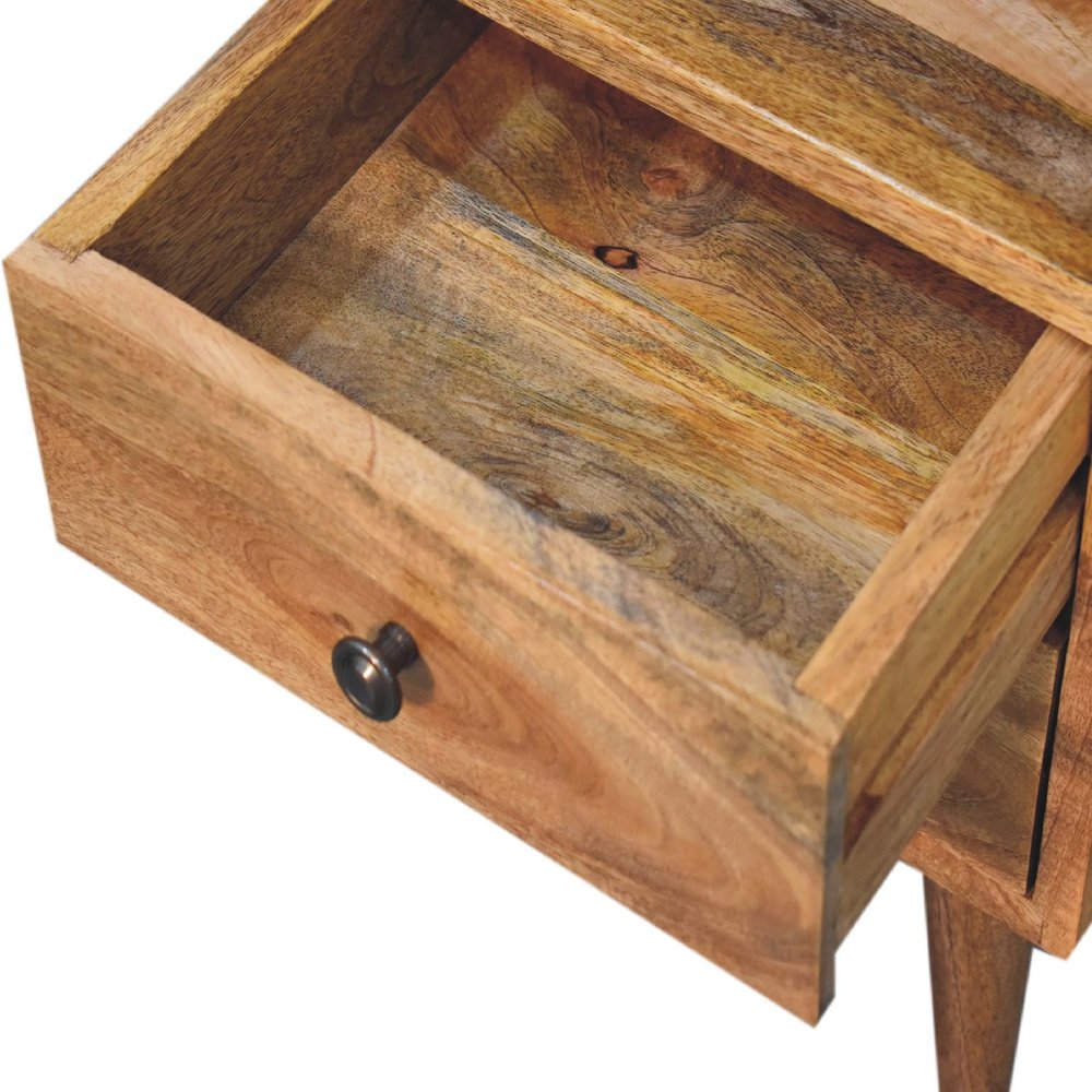 20" Oak Solid Wood Two Drawer Nightstand HomeRoots