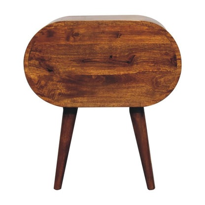 24" Chestnut Solid Wood Oval Two Drawer Nightstand