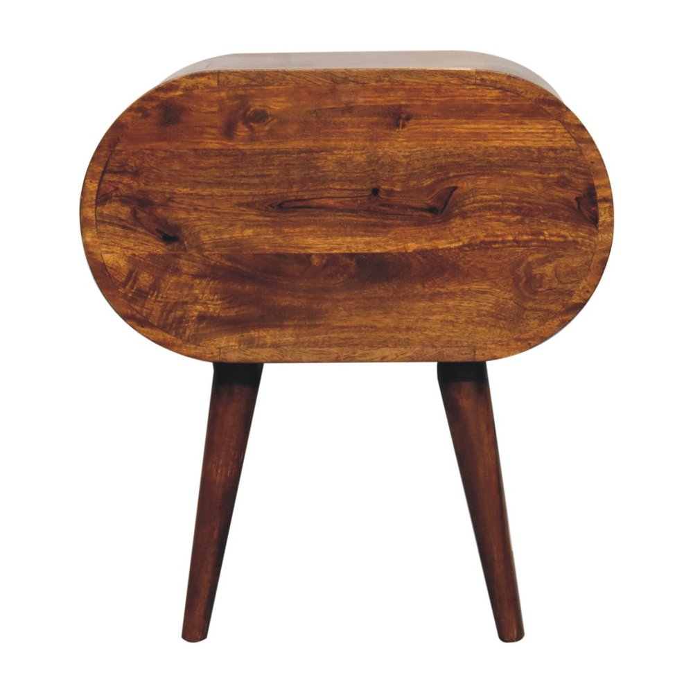 24" Chestnut Solid Wood Oval Two Drawer Nightstand HomeRoots